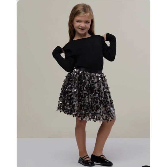 Rachel Parcell Girls 7 Sequin Mini Skirt Sparkly Silver Holiday Elastic Waist - Picture 1 of 16